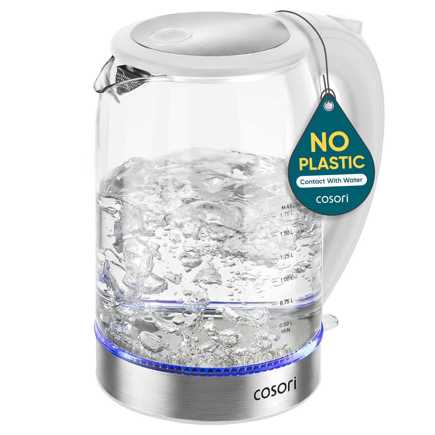 Cosori Electric Kettle, No Plastic Contact with Water, 1.7L, White