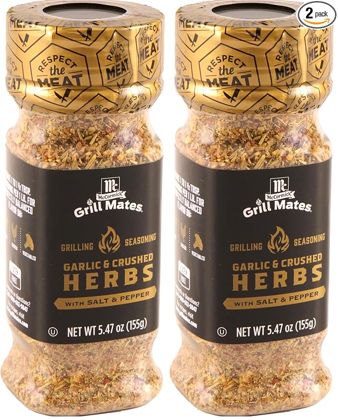 McCormick Grill Mates Garlic & Crushed Herbs Grilling Seasoning, 5.47 oz (Pack of 2)