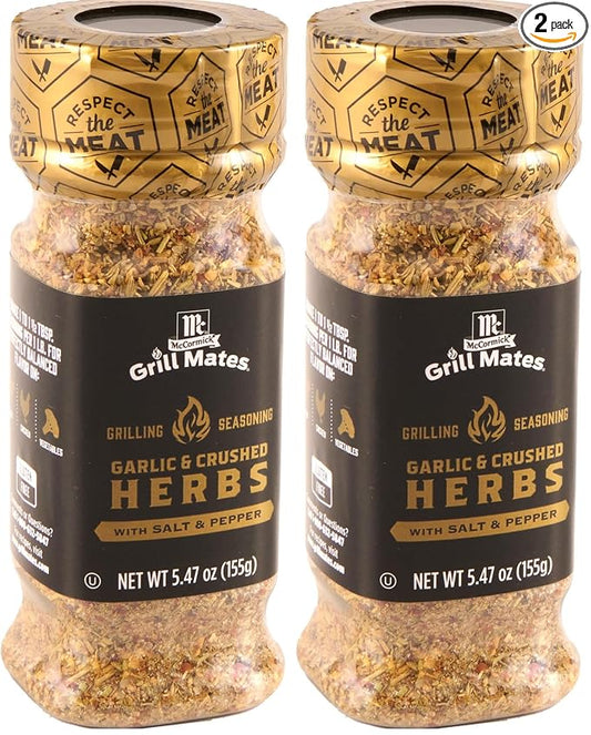 McCormick Grill Mates Garlic & Crushed Herbs Grilling Seasoning, 5.47 oz (Pack of 2)