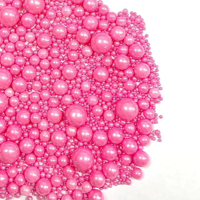 Sprinkles Edible Pink Pearl Sugar Sprinkles Candy 142g/5.01oz Mix Size Pink Pearls Baking Cupcake Toppers Cookie Ice Cream Decorations for Wedding Parties Valentines Day Halloween Christmas