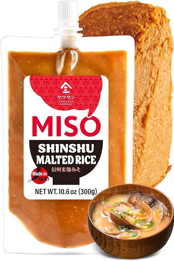 YAMASAN KYOTO UJI Miso Paste Malted Rice, Naturally Fermented in Shinshu Nagano Japan, Non-GMO, No MSG (300g)