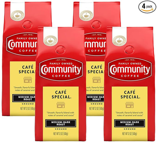 Community Coffee Cafì±?Special Blend, Medium Dark Roast Ground Coffee, 12 Ounce Bag (Pack of 4)