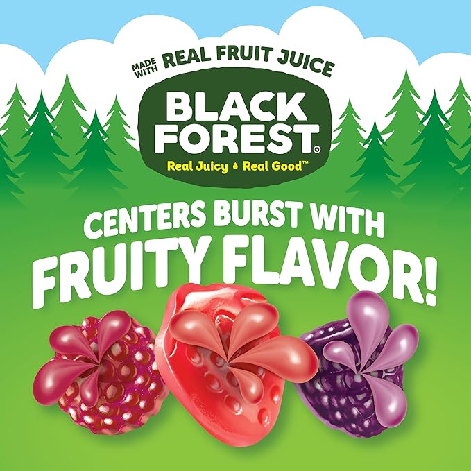 Black Forest Juicy Burst Fruit Snacks, Berry Medley, 0.8 Ounce Pouches (40 Count) (Pack of 2)