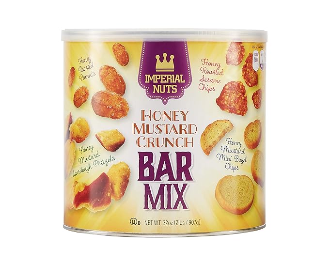 Imperial Mixed Nuts Bar Mix ??32 oz ??Honey Mustard Snack Mix with Sourdough Pretzels, Peanuts, Sesame Chips & Bagel Chips ??Savory & Crunchy Party Snack for Daily Use, Bars, Gatherings (Honey Mustard)
