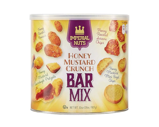 Imperial Mixed Nuts Bar Mix ??32 oz ??Honey Mustard Snack Mix with Sourdough Pretzels, Peanuts, Sesame Chips & Bagel Chips ??Savory & Crunchy Party Snack for Daily Use, Bars, Gatherings (Honey Mustard)