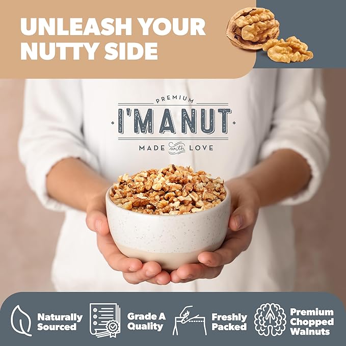 Premium Raw Chopped Walnuts 32oz (2 lb) - 100% Natural, No-PPO, Non-GMO, Batch-Tested Gluten & Peanut Free, Kosher, Small Batch Quality