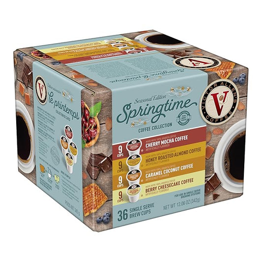 Victor Allen's Coffee Springtime Coffee Variety Pack, Medium Roast, 36 Count, Single Serve Coffee Pods for Keurig K-Cup Brewers