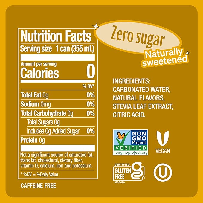 Zevia Zero Sugar Soda, Cream Soda, 16 oz Cans (12-Pack) ??Naturally Sweetened, Non-GMO Project Verified, Gluten-Free, Vegan