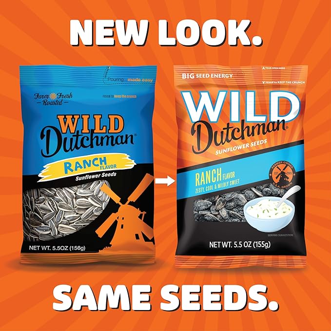 Wild Dutchman, Roasted Sunflower Seeds, Mouth Friendly Recipe for All Day Snacking, Ranch, 5.5 oz (Pack of 12)