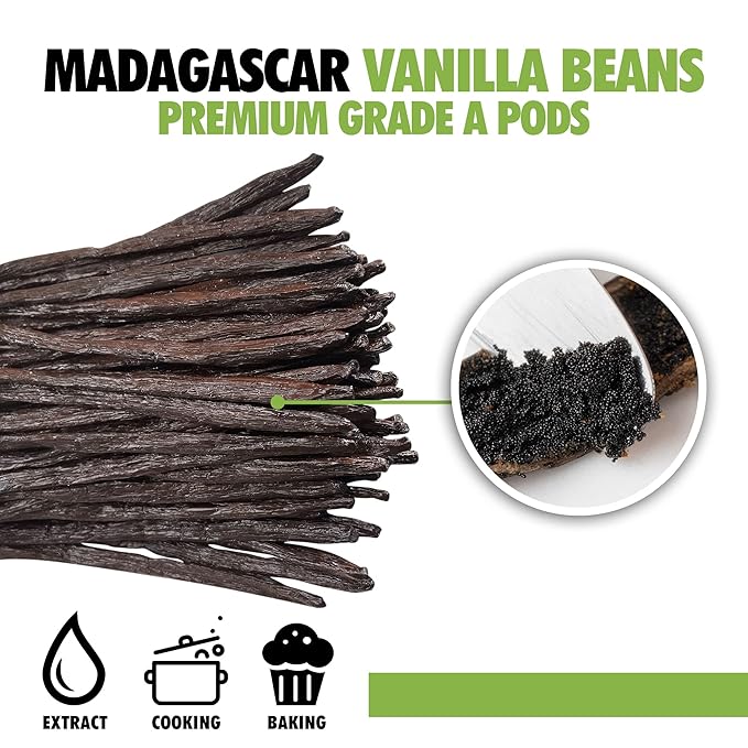 25 Organic Madagascar Vanilla Beans Grade A for Extract, Cooking and Baking by FITNCLEAN VANILLA| Certified USDA Organic. Bourbon Fresh Gourmet NON-GMO Whole Pods