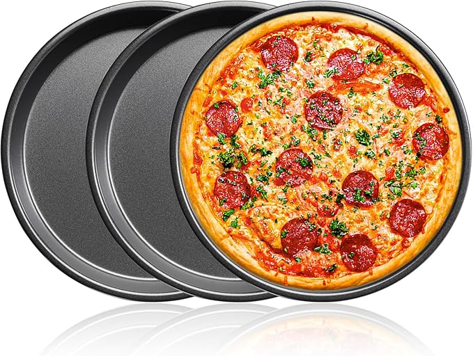 7 inch Pizza pan of 3 Stainless Steel Pizza Plates Non Stick Bakeware Sets Pizza Baking pans Set plates for making cuban pizza