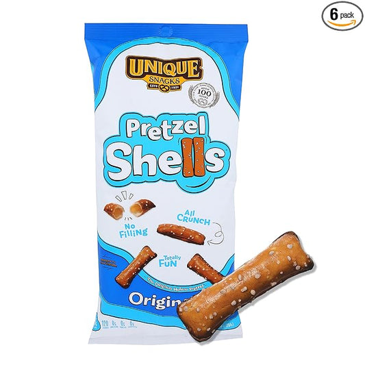 Unique Snacks Original Pretzel Shells, Delicious Homestyle Baked Snack Bag, Vegan, OU Kosher, and Non-GMO Food, No Artificial Flavor, 10 Oz. Bag, Pack of 6