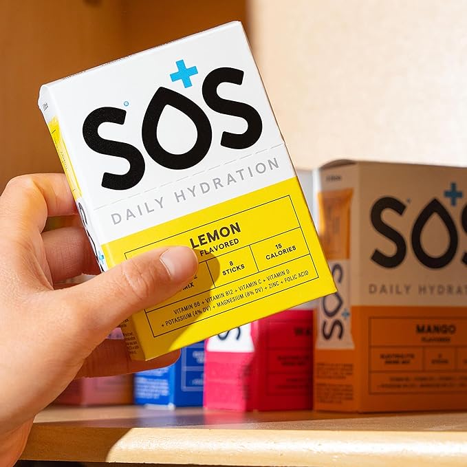 SOS Hydration Electrolyte Powder 8 Stick Packs ??Low-Calorie, Rapid Rehydration, Made in USA, Keto (8 Servings, Mixed Berry)
