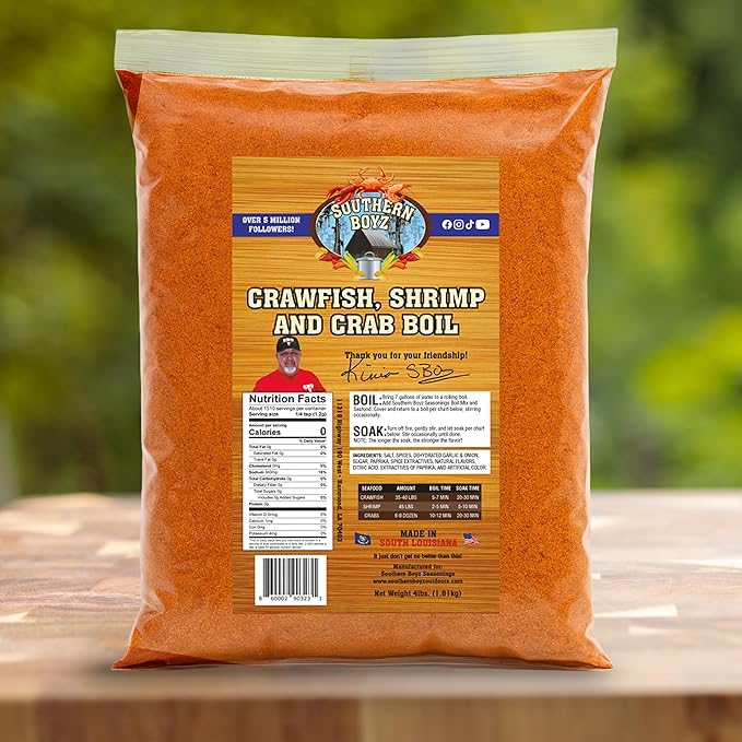 Southern Boyz Seasonings Cajun Seafood Boil, 4 Pound Bulk Sack (No MSG Blend - Seasons 35-40 Pounds Crawfish, 45 Pounds Shrimp or 6-8 Dozen Crabs)
