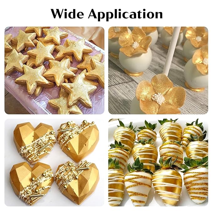 Gold Edible Glitter ??6g Luster Dust Drink Glitter, Food Grade Shimmer Powder for Cocktails, Cakes, Beverages, Chocolate & Candy