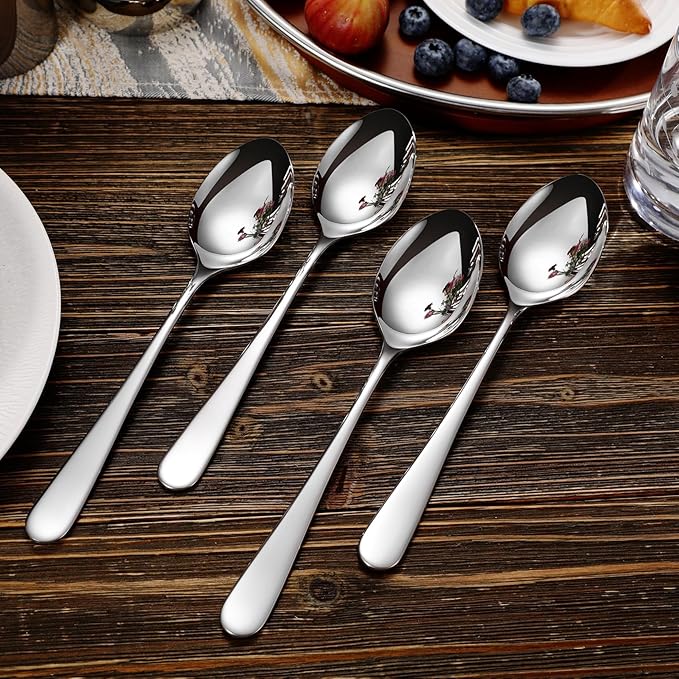 KEAWELL Louise Premium 2 Piece Serving Spoons and 2 Piece Serving Slotted Spoons ??9 inches ??18/10 Stainless Steel - Uniting Elegance and Durability - Exquisite Serving Utensils for Parties