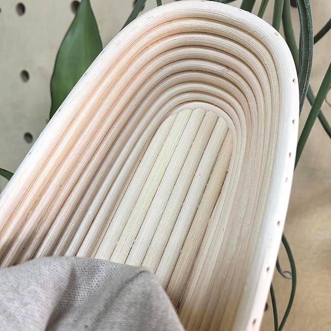 I-LAN 2 Pack 21.7" Baguette Banneton Proofing Basket with Liner-Oval Rattan Sourdough Proofing Basket with Cloth Lines-Baguette Banneton Bread Baking Baskets for Home Bake 21.7"X4.5"X3"