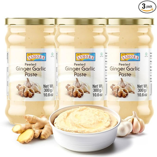 Ashoka Ginger Garlic Paste | Fresh Cooking Paste | Vegan | Gluten-Free | Kosher Certified | Non-GMO | No Colors | Made from Premium Indian Spices | 300 Grams (Pack of 3)