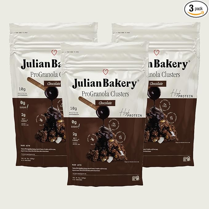 Julian Bakery® ProGranola® Cereal | Chocolate | 10g Protein | Paleo | 2 Net Carbs | Gluten-Free | Grain-Free | 9oz (3 PACK)