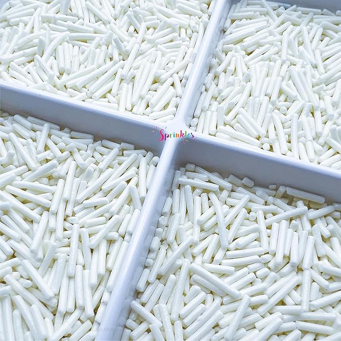 SE Si&Moos White Jimmies Sprinkles White Sprinkles for Cake Decorating Edible Crunchy Jimmies for Topping Ice Cream, Cookies, Cakes, Cupcakes, Dessert Decorating 3 OZ