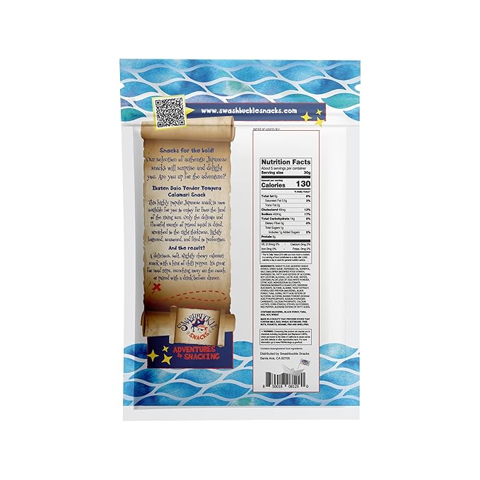 Ikaten Daio Tender Tempura Calamari Snack 5.64oz (160g), Otsumami, Made in Japan by Swashbuckle Snacks