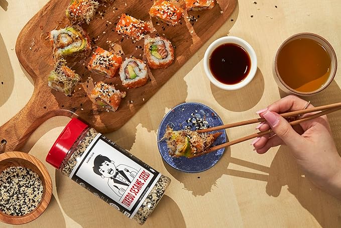 Bakers Club 8.5oz Mixed Black and White Sesame Seeds - Tuxedo blend for Sushi, Tuna, Stir Fry, Bread, Poke Bowls - Kosher, Gluten Free, Rich in Sesame Oil - Ideal for Toasting, Cooking, Baking