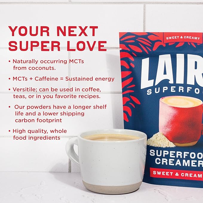 Laird Superfood Non-Dairy Superfood Creamer - Coconut Powder Coffee Creamer - Sweet & Creamy - Gluten Free, Non-GMO, Vegan - 8 oz. Bag, Pack of 1