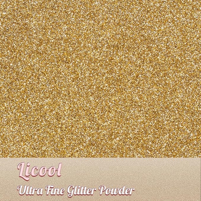 Holographic Fine Glitter, 100g/3.5oz Extra Fine Glitters Powder Packs for Resin, Craft Glitter for Tumblers Candle Slime Making, Festival Body Face Eyeshadow Nail Glitter (Light Gold 1)