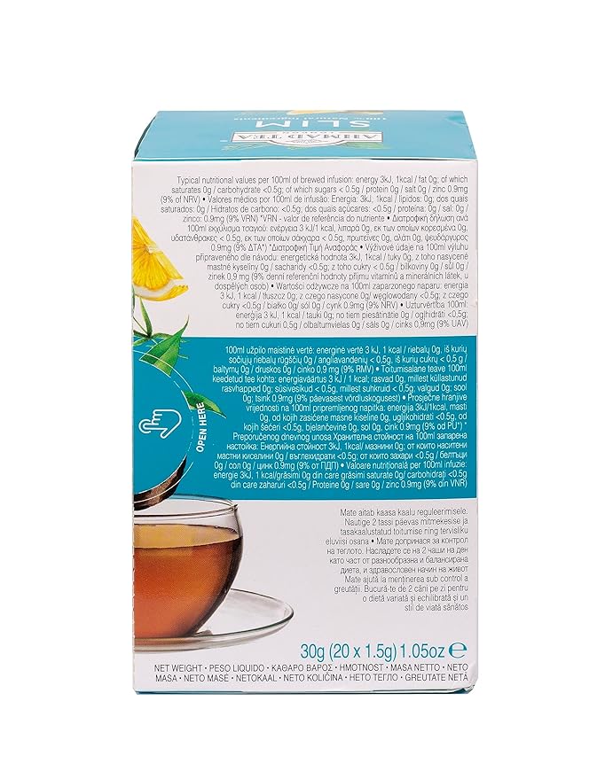 Ahmad Tea Green Tea, Lemon, Mate, & Matcha 'Slim' Natural Benefits Teabags, 20 ct (Pack of 1) - Caffeinated & Sugar-Free