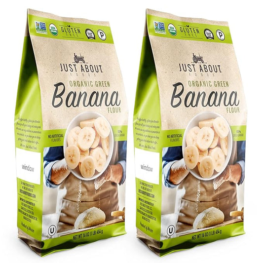 Banana Flour | USDA Organic | Vegan, Paleo, Gran and Gluten Free | High in Fiber and Potassium | 1 Pound (Pack of 2) | Just About Foods