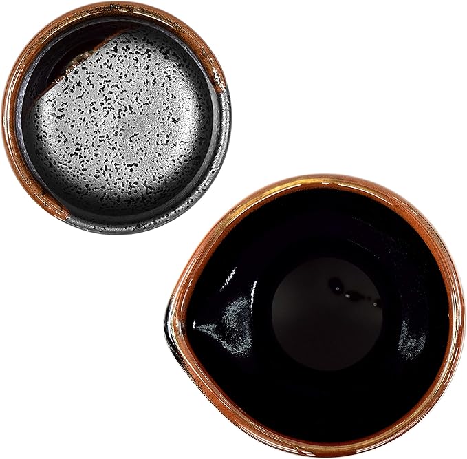 Product of Gifu Japan Japanese Sake Set, 1 Tokkuri Bottle Carafe and 4 Ochoko Cups Ceramic Sake Glasses, 5 Piece Set, Black Kuro Oribe