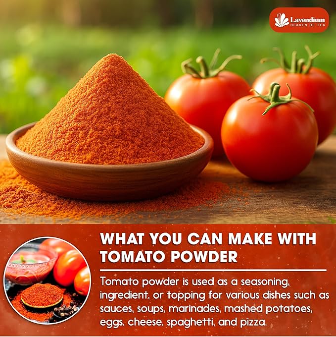 Lavendium, Premium 1.56 lbs (25oz) Tomato Powder ??100% Pure Dehydrated Tomato ??Non-GMO, Vegan, Gluten-Free, No Additives ??Rich Color & Flavor ??Great for Cooking, Seasoning, Sauces & More
