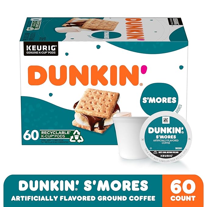 Dunkin??Medium Roast S?셫ores Flavored Coffee, 60 Keurig K-Cup Pods