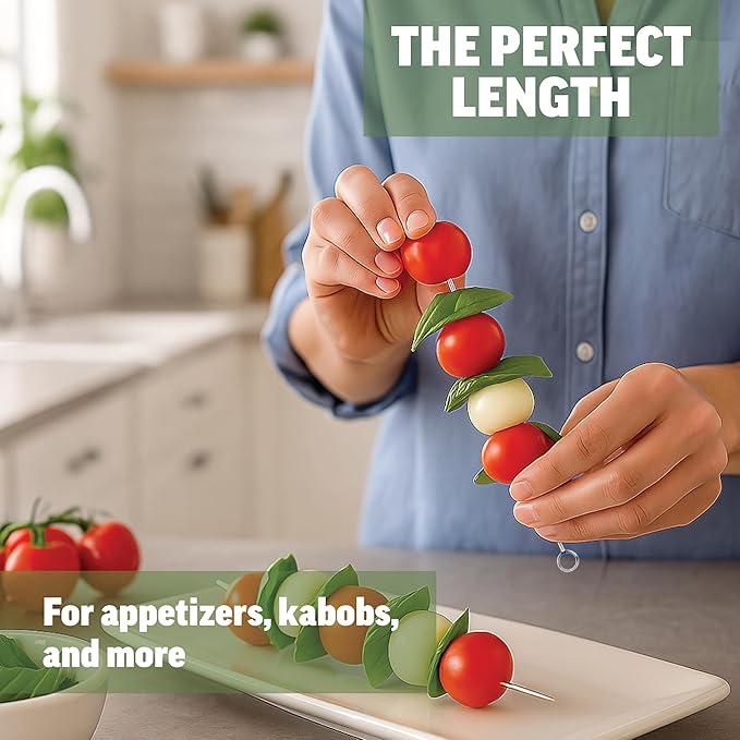 Zenlogy 8” long Appetizer Picks (pack of 8) – Stainless Steel - Eco Friendly and Reusable