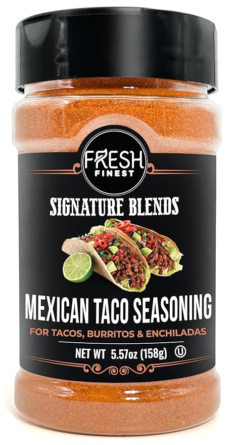 Fresh Finest Taco Seasoning - 5.57oz (158g) - Zesty, Authentic, Kosher, All-Natural, Non-GMO, Gluten-Free