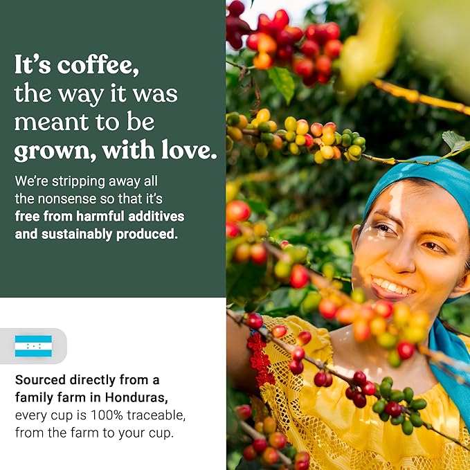 Love Grown Compostable Coffee Pods - Compatible with Single-Serve Brewing Machines - 100% Arabica Beans, Plastic-Free, Gluten-Free, Non-GMO - Decaf, Box of 15