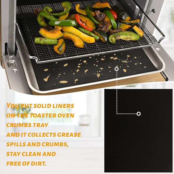 WMKGG 3 Pack Air Fryer Oven Liners Set, 9 x 11 Inch Reusable Non-Stick Toaster Oven Mats Compatible with Cuisinart, Breville, Ninja Foodi, Kalorik, Emeril Lagasse