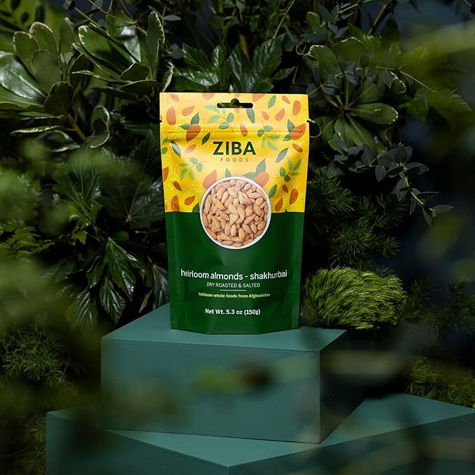 Ziba Foods Heirloom Shakhurbai Almonds | Salted & Dry Roasted Almonds | Non-GMO, Vegan, Gluten Free Whole Almond Nuts | Heirloom, Warm & Nutty | Healthy, Delicious Almond Snacks, 2.2 lbs