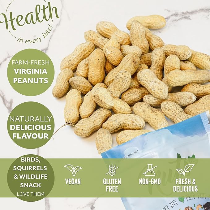 NUTS U.S. - Peanuts In Shell | USA Grown, Non-GMO Raw for Birds, Squirrels & Wildlife | Human Consumption After Roasting or Boiling | Whole In Shell Unsalted Peanuts - 2 LBS