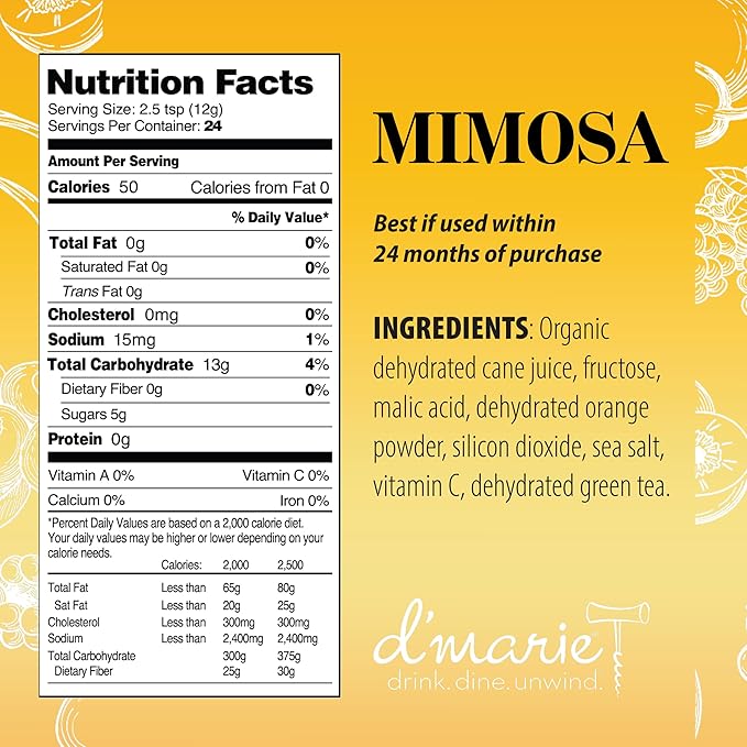 Frozen Cocktail Drink Mix - Makes 10 Mimosa Slushies - Drink Powder Pouches for Alcohol - All Natural Low Sugar Mixer, No Blender Needed