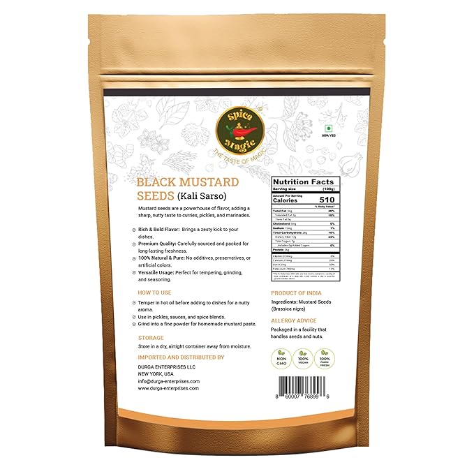 Spice Magic Black Mustard Seed ~ 100% Pure, Aromatic & Natural | 7oz (200g) I Kali Rai | Non-GMO | Indian Origin