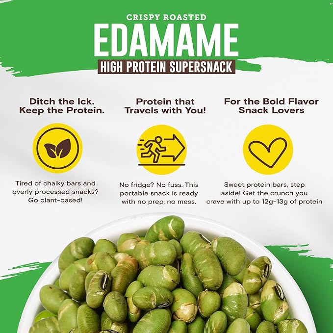Biena Crispy Roasted Edamame Beans Snack ??High Protein Low Carb Snack for Adults & Kids, 12g-13g Protein per Serving - Made w/Avocado Oil ??Vegan, Gluten-Free ??18-Pack 1.05oz Variety Pack