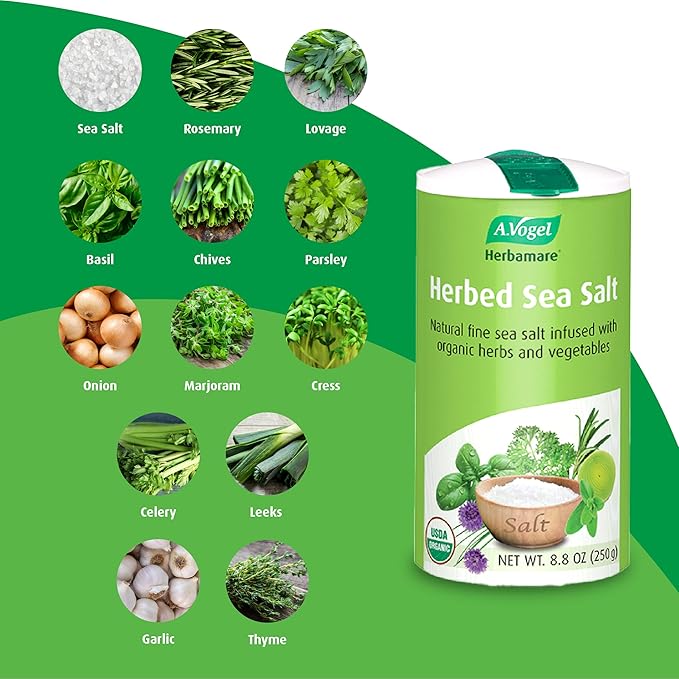 A.Vogel Herbamare Herbed Sea Salt - Natural Fine Sea Salt Infused with 12 Herbs & Vegetables - Free of Artificial Flavors & Preservatives - Non-GMO, Keto, Paleo-Friendly, USDA Organic - 8.8oz (2 Pack)