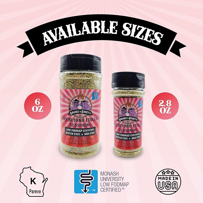 Smoke n Sanity SnS Beyond Italian Seasoning | Monash Certified Low FODMAP | Gluten Free | Certified Kosher | Dairy Free (6 oz Shaker)