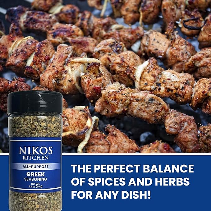 Nikos Kitchen All Purpose Greek Seasoning Blend - Mediterranean Spice Mix for Chicken, Lamb, Gyro, Greek Salad, Potatoes, Fish and Vegetables - NO MSG - 3.9oz