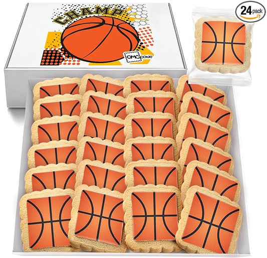 Basketball Cookies Individually Wrapped Party Favors 24 Pack Bulk Sports for Kids Game League