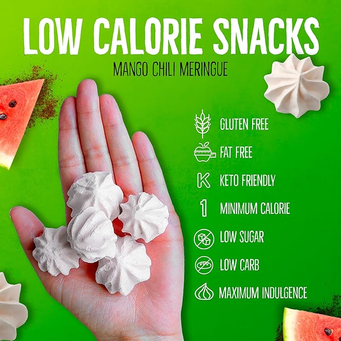 Don't Worry Snacks ??Low Calorie Meringue Cookies | Mango & Tamarind Chili | Gluten Free, Keto, Low Carb, Healthy Snacks, Cookies for All Diets ??4 Pack