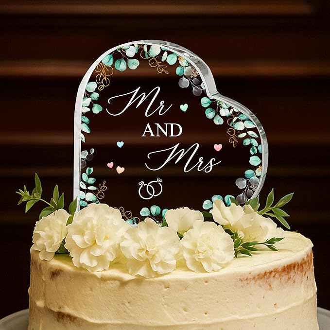 Wedding Acrylic Cake Toppers, Bride And Groom Cake Topper, Mr And Mrs Cake Topper, Anniversary Decorations (Wedding gift)