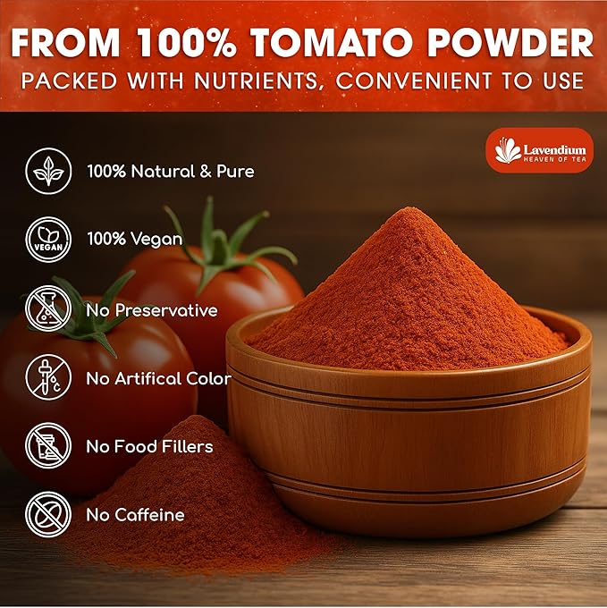 Lavendium, Premium 1.56 lbs (25oz) Tomato Powder ??100% Pure Dehydrated Tomato ??Non-GMO, Vegan, Gluten-Free, No Additives ??Rich Color & Flavor ??Great for Cooking, Seasoning, Sauces & More
