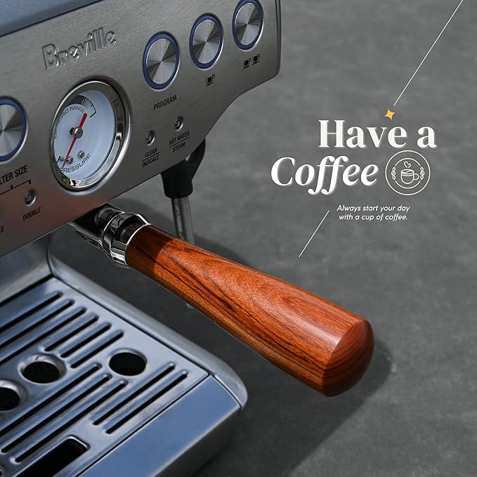 54mm Bottomless Portafilter - Fits Breville Espresso Coffee Machine Barista Express, Pro, Touch, Bambino (Plus), BES870XL/870BSXL/878BSS/880BSS/840XL +Filter Basket +Wall Holder (1)